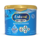 Enfamil Optimum bottle featuring lactoferrin for immune support.