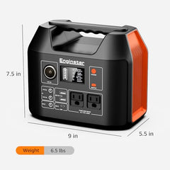 EnginStar power station with digital display shows battery level.
