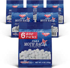 Enoz Moth Balls in a closet storage setup protect fabrics from moths.