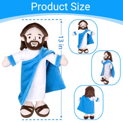 Enryounr Jesus Plush blue robe with hands outstretched, encourages imaginative learning.