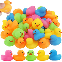Ensbelei 50pcs mini rubber ducks package in multicolor for bath time fun.