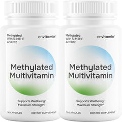 Envitamin methylated multivitamin bottle front for daily wellness.