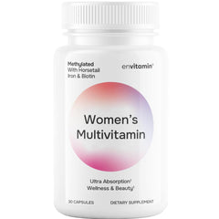 Envitamin Women's Methylated Multivitamin bottle for daily nutrient support.