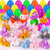 Envotek 36-pack Easter eggs with plush bunnies for vibrant hunts and gifts