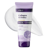 Envy facial cleanser bottle with collagen and honey for hydration
