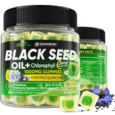 EnvyCure black seed oil gummies with chlorophyll bottle highlighting antioxidant support