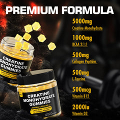 EnvyCure Creatine Monohydrate Gummies BCAA visual emphasizes muscle endurance benefits