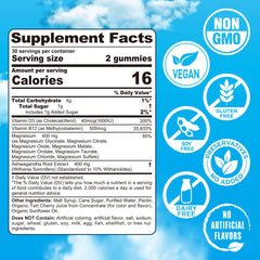 EnvyCure Magnesium Complex Gummies label close-up highlighting 400mg ashwagandha boost