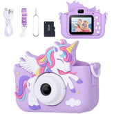 Envyvip unicorn kids camera front view with colorful design and easy-grip for small hands