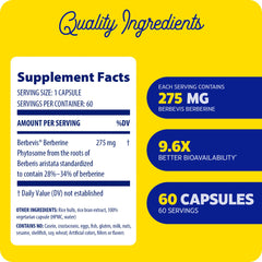 Close-up of Enzymedica Berberine Phytosome capsules showing smooth, easy-to-swallow form.