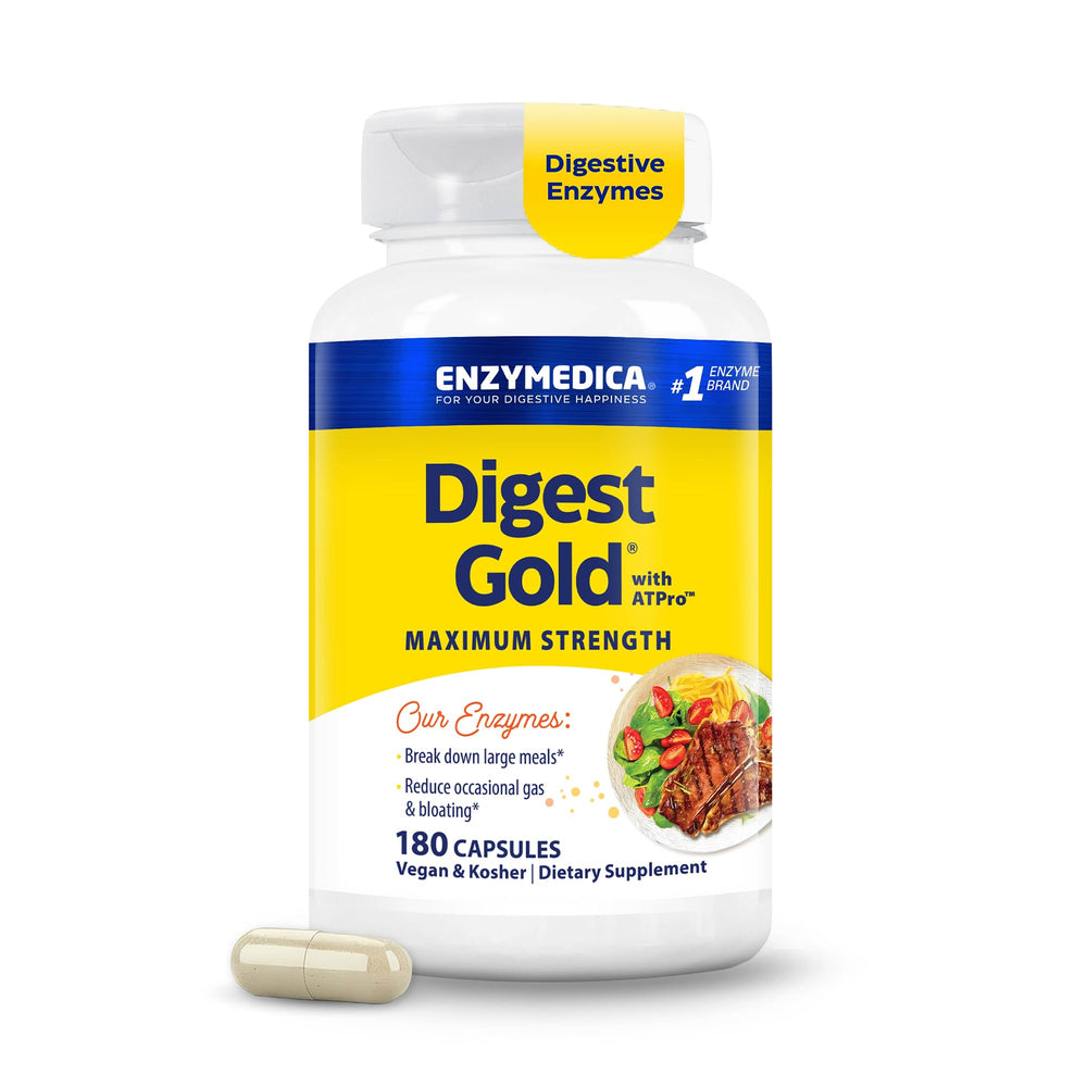 Enzymedica Digest Gold + ATPro bottle front for large meal digestion support