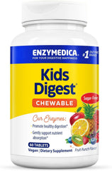 Enzymedica Kids Digest chewables bottle in fruit punch flavor for daily digestion support.