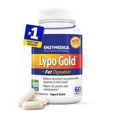 Enzymedica Lypo Gold bottle front highlighting high-potency lipase for fat digestion.