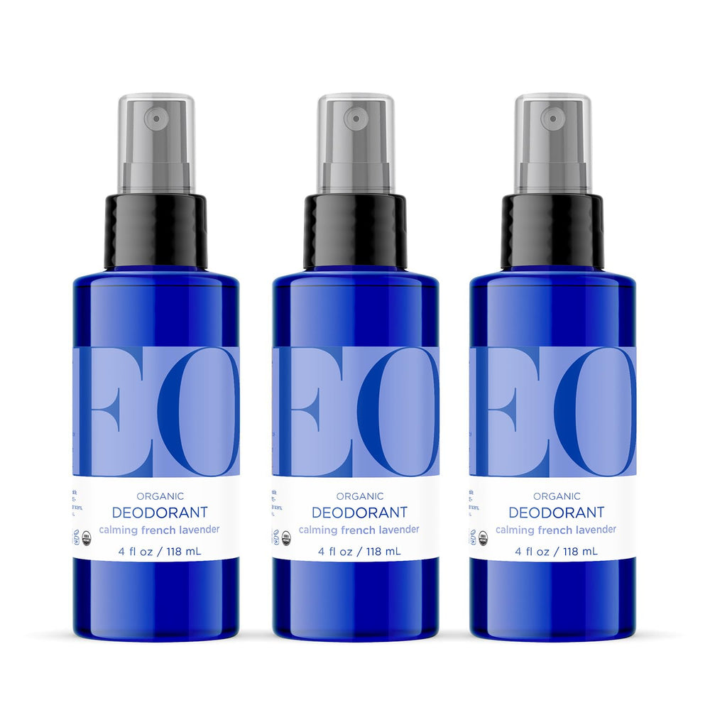 EO French Lavender deodorant spray bottle for daily freshness with botanical aroma.