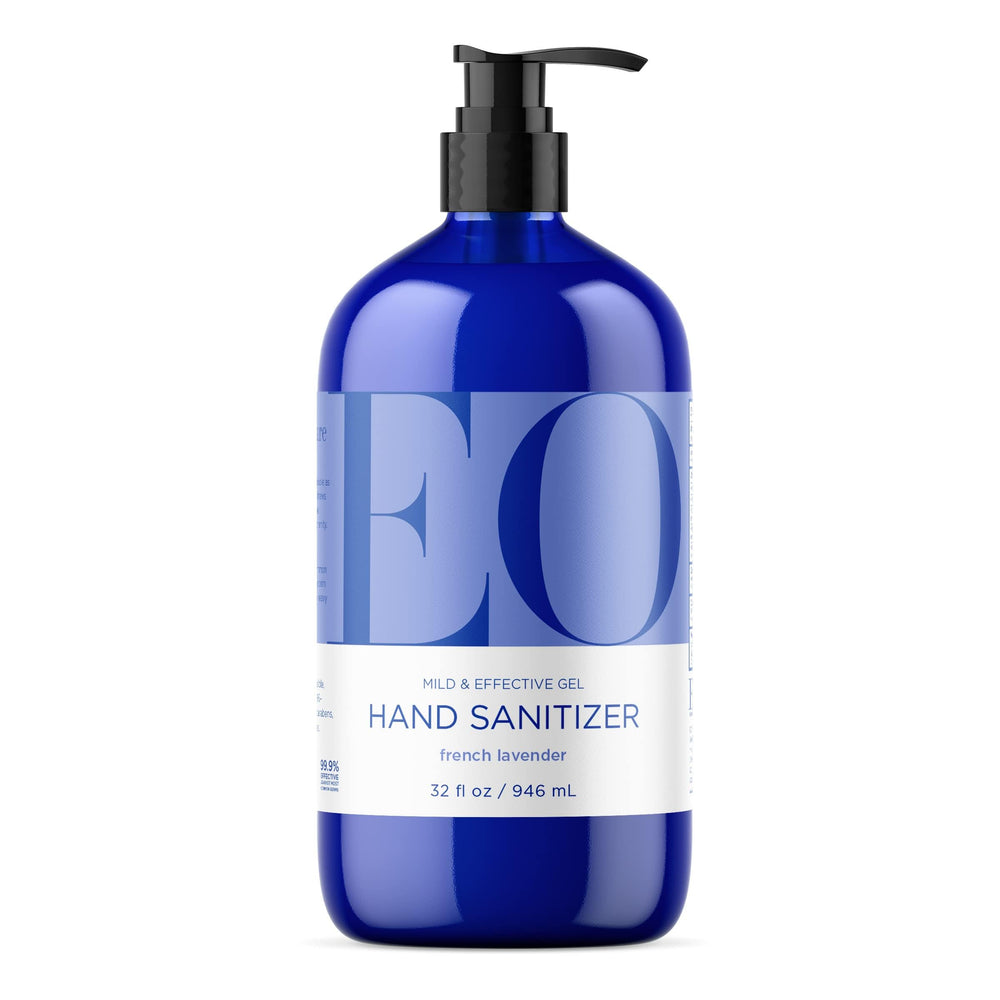 EO hand sanitizer gel French Lavender bottle with 32 oz size and lavender aroma.
