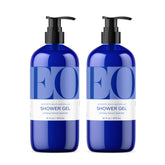EO Lavender Shower Gel bottle pouring for relaxing, hydrating shower routine