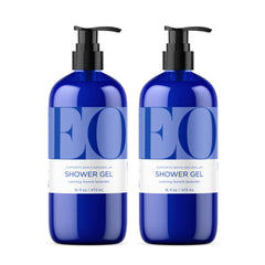 EO Lavender Shower Gel bottle pouring for relaxing, hydrating shower routine