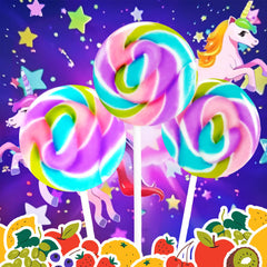 EORA Blueberry-flavor mermaid-themed lollipops show vibrant swirls for family fun.