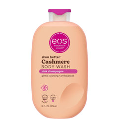 EOS Cashmere Body Wash Pink Champagne bottle delivering a silky shower lather for skin care