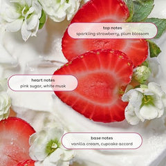 eos Cashmere Strawberry Dreams foamy lather cleanses gently while skin stays soft
