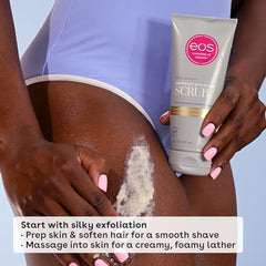 EOS Cashmere Skin Scrub visual focus on ingrown hair reduction potential