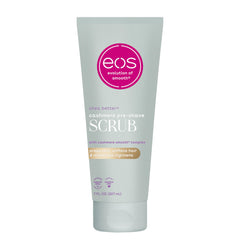 EOS Cashmere Skin Scrub with vanilla foam for creamy exfoliation and prep