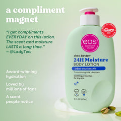 EOS Creme de Pistachio Lotion absorbed quickly on forearm