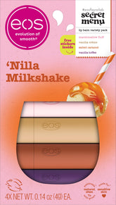 EOS Flavor Lab Secret Menu Nilla Milkshake 4-pack front view, creamy hydration.