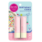 EOS Natural Shea Birthday Cake lip balm tube for all-day hydration.
