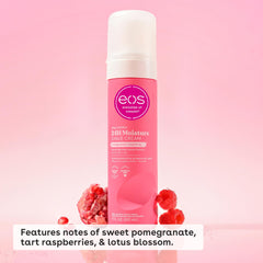 EOS shave cream texture close-up showing a creamy, non-foaming glide.