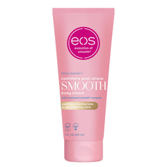 EOS Vanilla Cashmere post-shave bottle showing long-lasting hydration and smooth skin.
