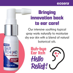 Ear canal barrier created by eosera Ear Itch MD for reduced irritation