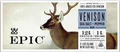 Epic Venison bar on a plate suggesting a savory tasting snack.