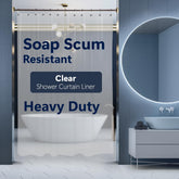 Epica shower curtain clear vinyl 72x72 provides a bright, easy-to-clean bathroom.