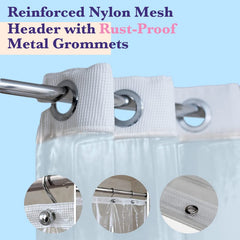 Epica shower curtain odor-resistant material helps maintain a fresh bathroom.