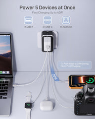 EPICKA Air 40W universal adapter with multiple plug types for global use.