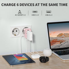 EPICKA adapter with USB-C and USB-A ports for simultaneous charging.