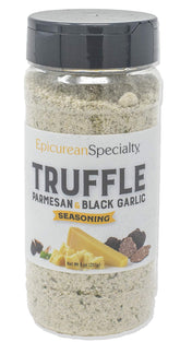 Epicurean Specialty Truffle Seasoning sprinkles on roasted potatoes for a rich aroma.
