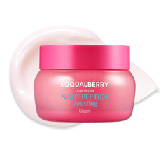 EQQUALBERRY NAD+ Peptide Cream bottle highlights liposomal NAD+ absorption for deeper hydration.