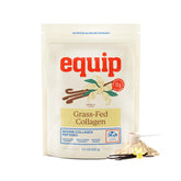 Equip Grass Fed Collagen Powder bottle close-up highlighting joint and skin support.