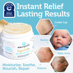 Era Organics Healing Ointment applied to baby rash for calm skin