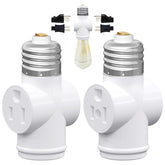 erqiliji two-pack light socket adapter expands power from E26 bulbs with two outlets
