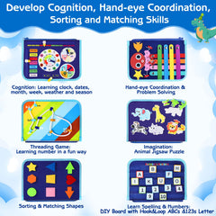 Esjay busy board soft fabric design with safe rounded edges for exploration