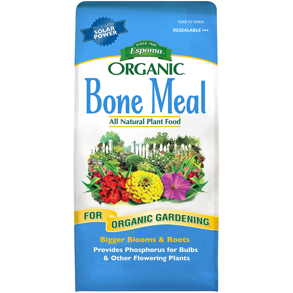 Espoma Bone Meal fertilizer bag for organic bulbs and flowering plants.