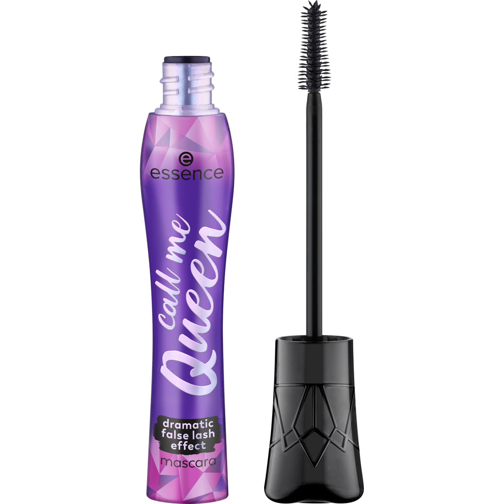 essence Call Me Queen Mascara bottle and brush showing dramatic lash enhancement