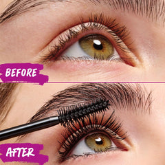 Root-to-tip strokes with essence Call Me Queen Mascara for full lash coverage