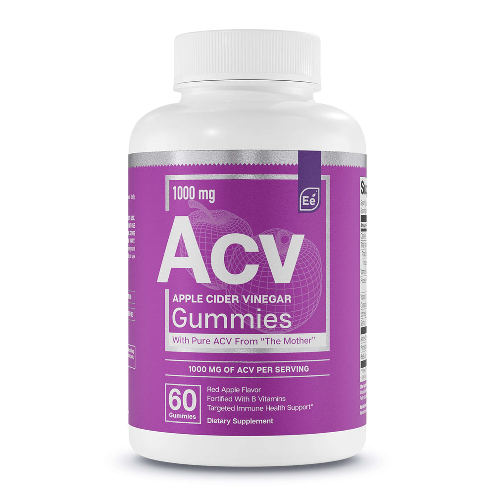 Essential Elements Apple Cider Vinegar Gummies bottle for daily vitality and taste.