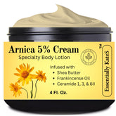 Essentially KateS Arnica 5% Cream Lotion bottle for post-activity relief with fast absorption.