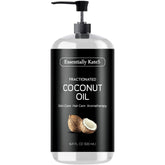 Essentially KateS fractionated coconut oil bottle clear unscented moisturizer for skin and hair.