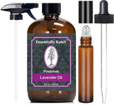 Essentially KateS lavender oil bottle with dropper for at-home aromatherapy and skincare.
